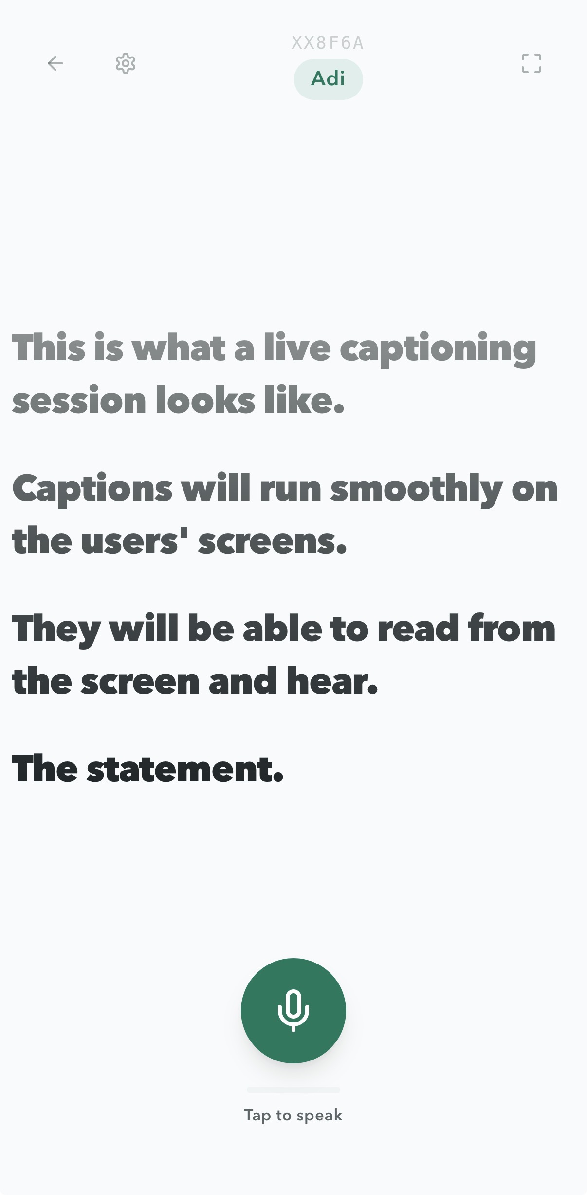 Lingrow live captions mobile interface